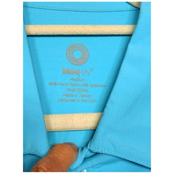 BloqUV Women's Turquoise Teal Aqua Protection SPF Athletic Shirt Medium - Picture 6 of 6